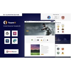 Team11 -  Cricket Responsive Website WordPress Elementor Theme
